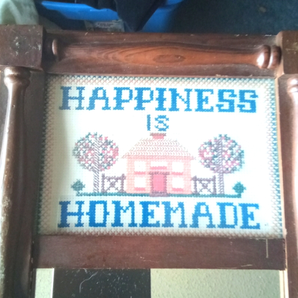 Vintage cross stitch mirror